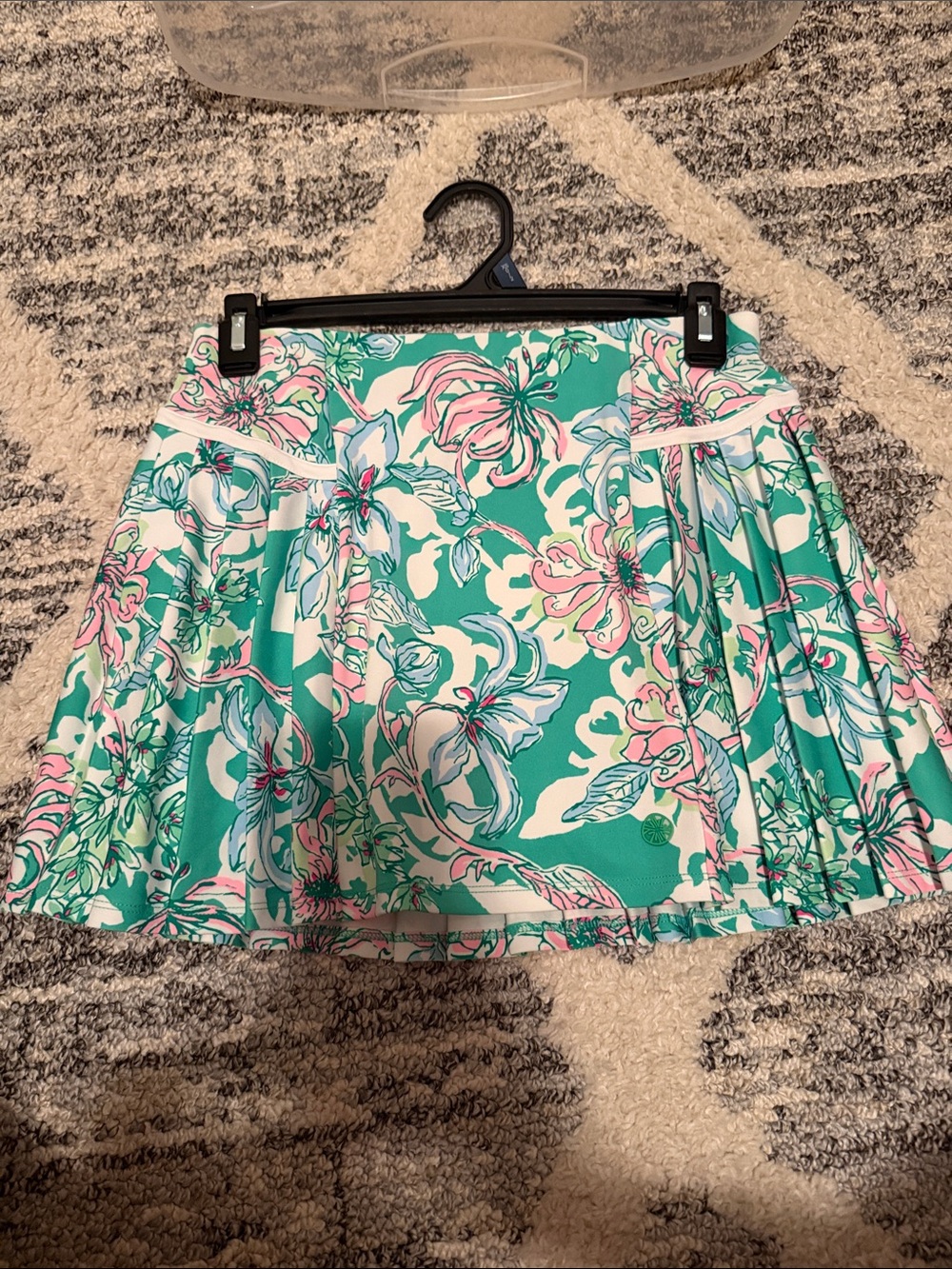 Lilly Pulitzer Teal, Pink and White Floral Skater Skirt